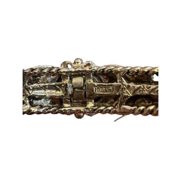 Vintage ART Arthur Pepper Silvertone Art Nouveau Turquoise Cuff Bracelet - Picture 5 of 7